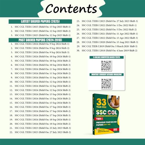 Image of PW 33 SSC CGL (Combined Graduate Level) Tier 1 Previous Year Solved Papers (2025-2018) with 5 Online Mock Tests For 2026-27 Exam | Yearwise PYQs | Fully Solved | English Edition