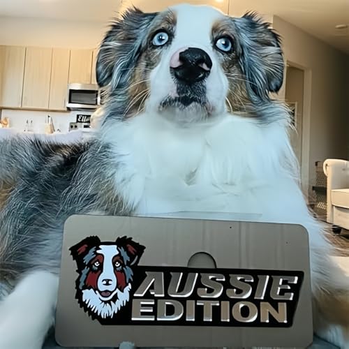 Image of Car Emblem: Dog Car Badge Laser Cutting Emblem Cool Decals Trucks German Shepherd Badge Corgi Edition Doodle Golden Retriever Vehicles Dachshund Addition Rottweiler (Australian Shepherd)