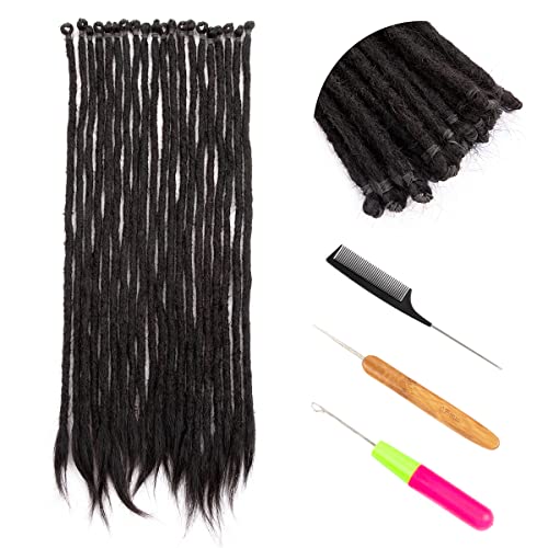 DAIXI 20 Strands 16-24 Inch 100% Real Human Hair Pre-Looped Crochet Dreadlock Extensions For Men/Women Full Head HandMad