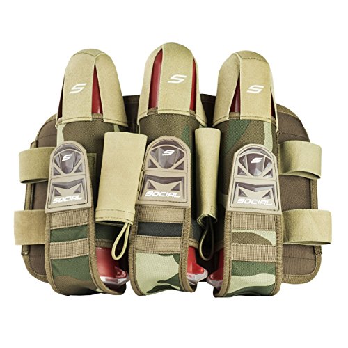 Social Paintball Grit Pod Pack Harness, Coyote Tan Woodland Camo, 3+6 Pod Holders