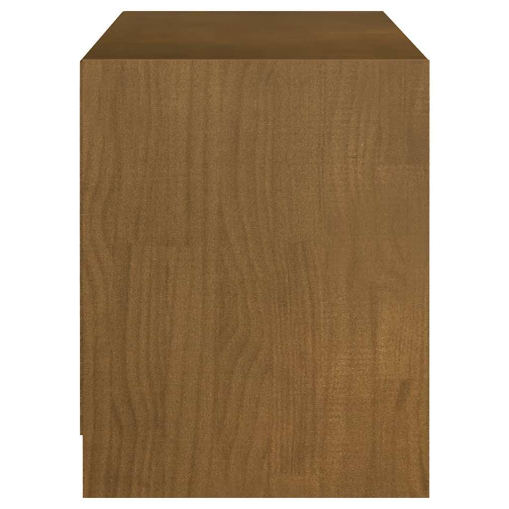 Szafka pod telewizor miodowo-brązowa, 104 x 33 x 41 cm, wykonana z litego drewna sosnowego, szafka pod telewizor, schowek do salonu, kina domowego