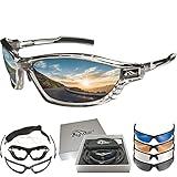BIGWAVE Pro-Action 903 grau – Superentspiegelte Premium UV 400 Sportbrille mit 4 Wechselgläsern–Radsportbrille mit schmutzabweisender Clean-Coat Beschichtung mit Sehstärke für Damen und Herren