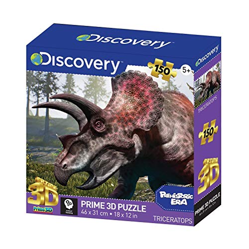 PRIME3D 10966 D10966 Discovery 3D-Effekt Triceratops Puzzle 150 Teile, Mehrfarbig, 46cm x 31cm