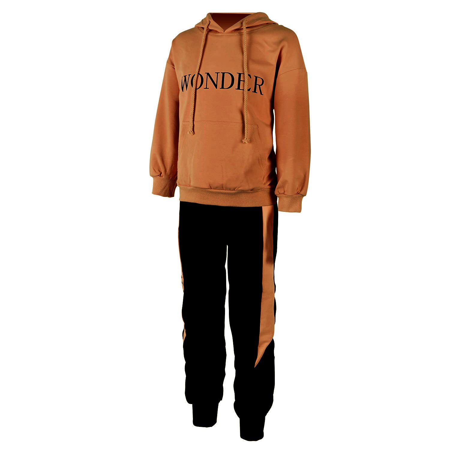 Chándal infantil para niña, chándal de 2 piezas, conjunto de ropa para el tiempo libre (sudadera + pantalones de sudadera) primavera y otoño, marrón, 116 cm