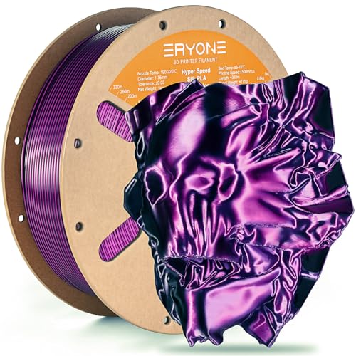 Image of ERYONE Silk Filament PLA+ 1.75mm Shiny 3D Printer Filament, Multicolor PLA 2 in 1, 1kg (2.2LBS) /Spool, HS Silk Dual Color Purple & Black