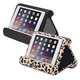 Flippy Fun Size, Compact Multi-Angle Soft Pillow Lap Stand for Mini iPads, Tablets, eReaders, Smartphones, Books, for All Ages, Easy to Store and Travel with (Smokey, Def Leopard, 2-Pack)