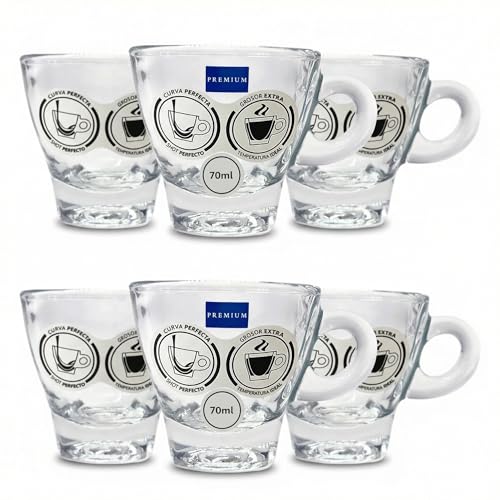 Imagen de Premium Moments Pack 6 Tazas Espresso 70 ml Cristal Templado Tazas Café Solo y Cortado