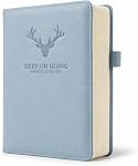 A5 Wide Ruled Work Notebook, 10mm Lined Journal, 360 Pages, 100 GSM Paper | Faux Leather Hardcover Notebook with Ribbon Bookmarks & Pen Loop, 5.7 x 8.3 in, Black