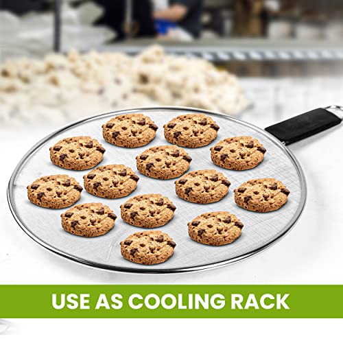 13" Grease Splatter Screen For Cooking | Stainless Steel Oil Splatter Guard And Ultra-Fine Mesh Protects Skin From Burns | Tpr Tight-Grip Handle #TOP6