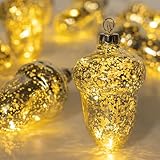 ITART Lighted Hazelnuts Garland with Timer Set of 2 10pcs 2.5-Inch Christmas Hazelnuts Ornaments for Christmas Tree Garland Wreath Fireplace Mantel