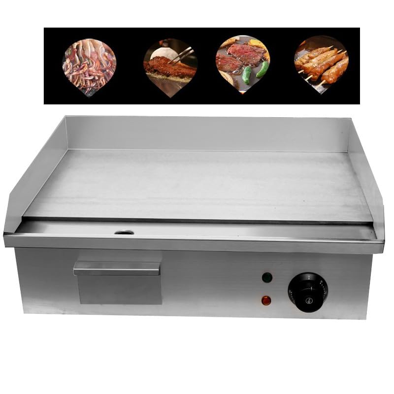 DSeenLeap Plancha Comercial de 3000 W, Parrilla eléctrica de 22', Plancha de Acero Inoxidable con Control de Temperatura, Placa calefactora para Cocina y Restaurante.