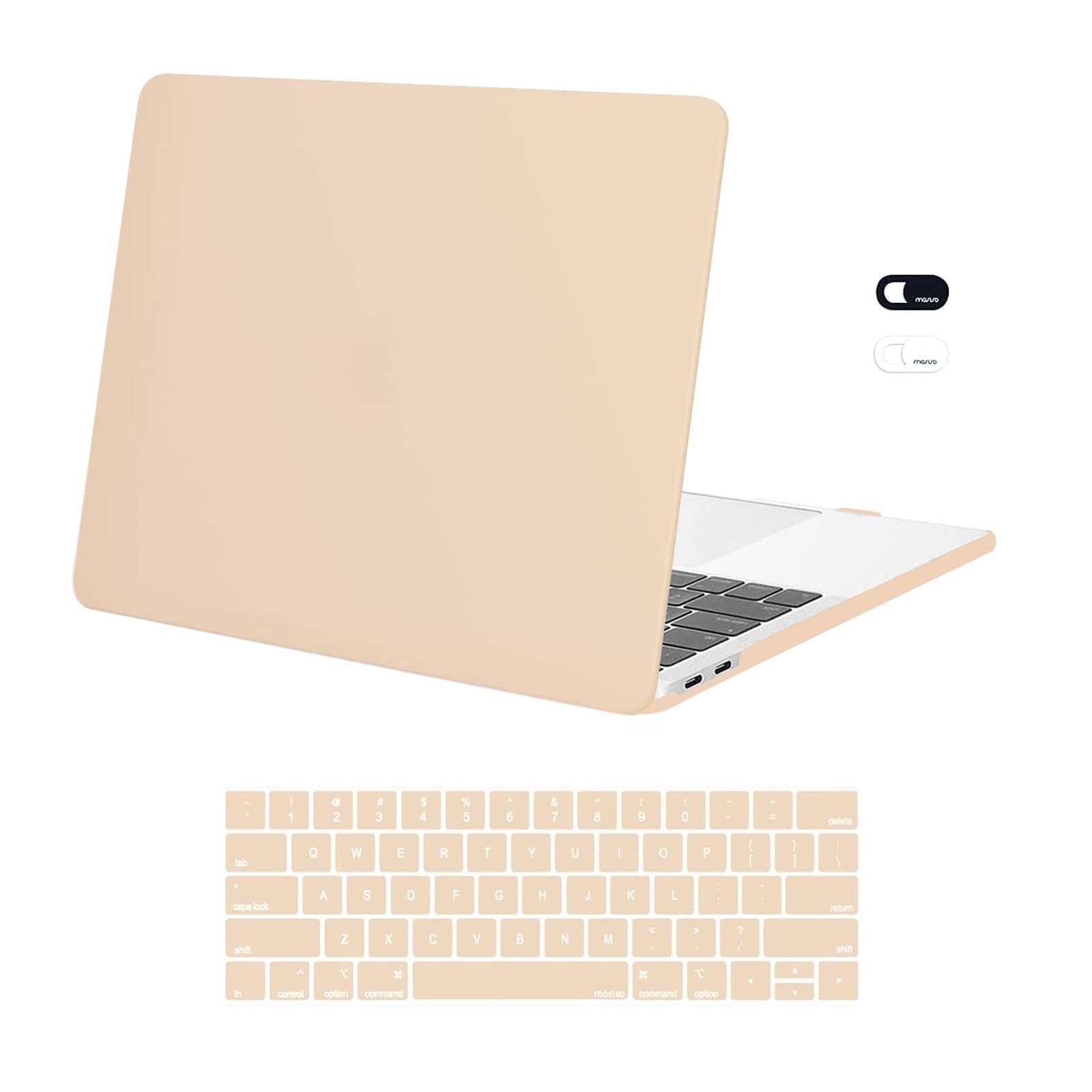MOSISO Compatible with MacBook Pro 13 inch Case 2023, 2022, 2021-2016 M2 M1 A2338 A2251 A2289 A2159 A1989 A1708 A1706, Plastic Hard Shell Case & Keyboard Cover Skin & Webcam Cover, Apricot