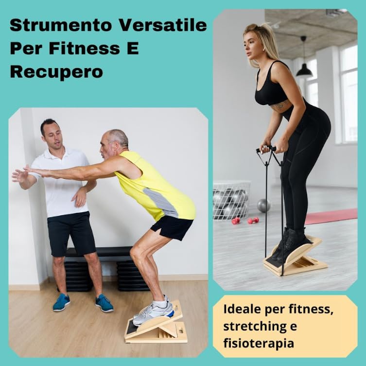 Tavola inclinata che si trasforma in Balance Board – Barella per polpacci e tavola oscillante per un efficace stretching e squat del polpaccio
