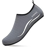 Sixspace Unisex Strandschuhe Aquaschuhe Schwimmschuhe Badeschuhe Wasserschuhe Surfschuhe mit rutschfeste Sohlen für Damen Herren(Grau,42 EU)