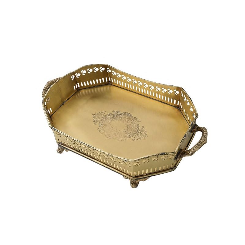 Plateau en Laiton Vintage sculpté style palais pour table raffinée