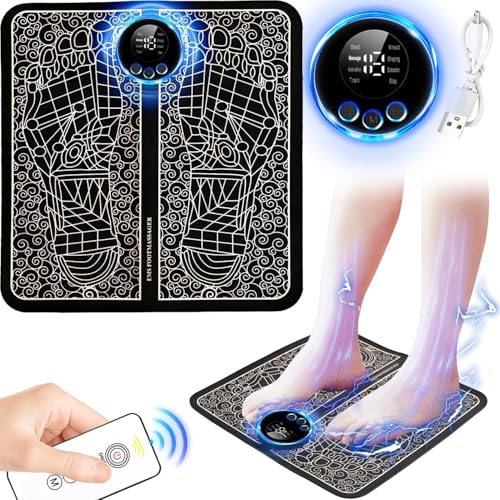 Maxee Masajeador de pies EMS portátil recargable por USB para mejorar la circulación sanguínea y aliviar el dolor muscular, con 8 modos y 19 frecuencias ajustables
