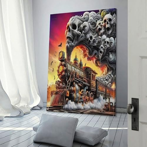 Impression Sur Toile Train Murale Halloween Affiche Décoration Salon 40x60
