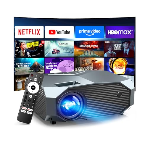 Image of [Compatible with Netflix/High Brightness] Smart Projector with WiFi 6 and Bluetooth 5.3, 4K Outdoor Movie Projector with Prime Video/YouTube, Portable Proyector Compatible with HDMI/USB/iOS/Android