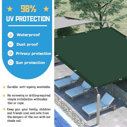 Voile d'ombrage imperméable filet d'ombrage vert foncé 1x2.2m