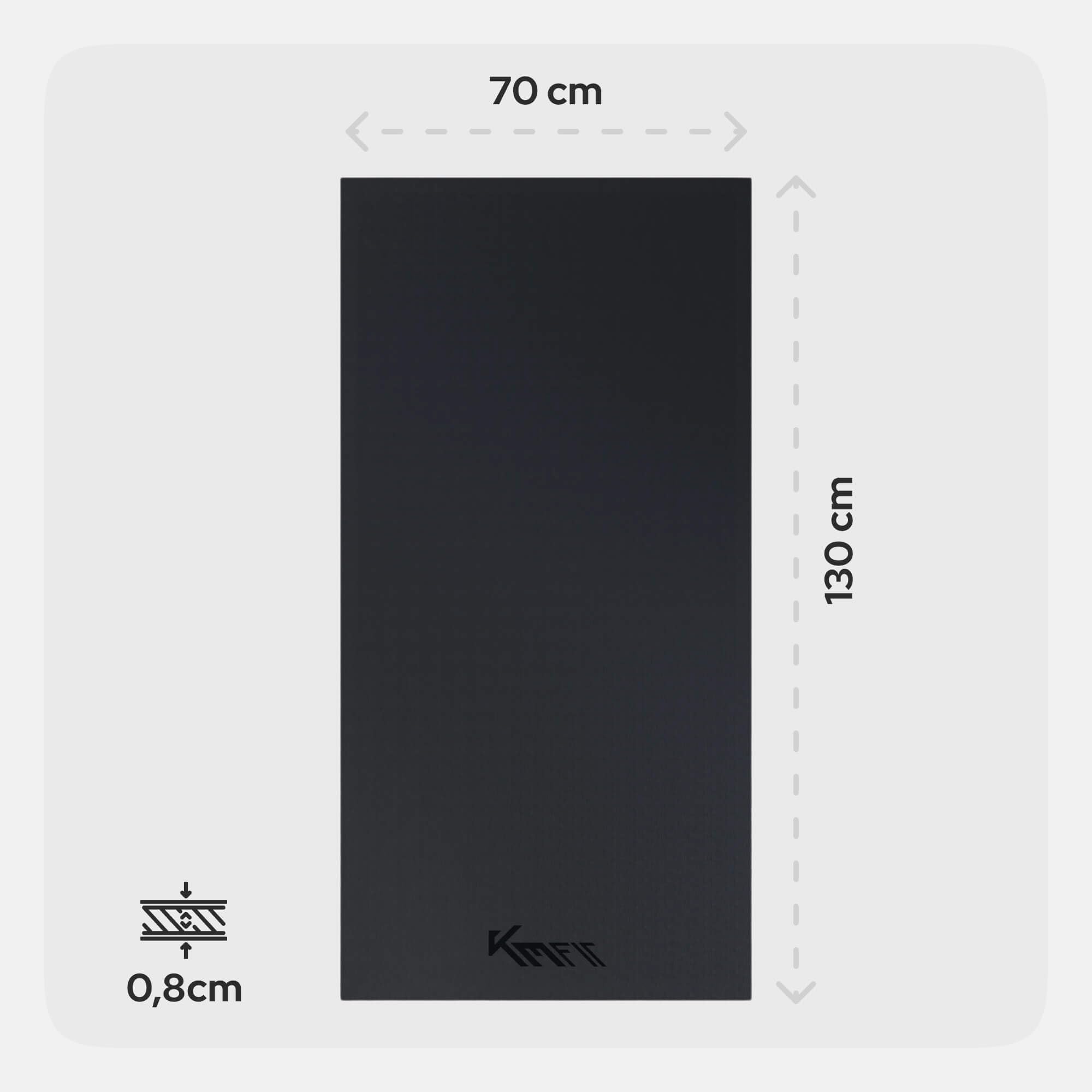 KM-Fit Tapis de Protection de Sol 130×70×0,8 cm | Antidérapant pour Appareils de Fitness | Amortissant Bruit & Vibrations | Tapis pour Yoga & Pilates | 4 Tailles Disponibles