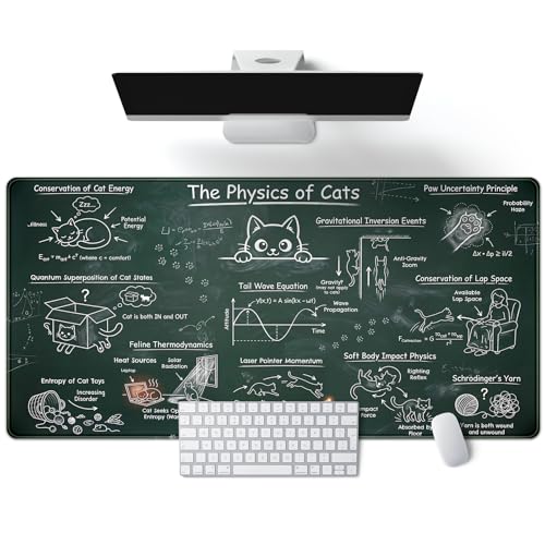 Image of The Physics of Cats Desk Mat Large Mouse Pad Gaming Mousepad XXL Desk Pad 31.5''X15.7'' Extended Big Keyboard Mouse Mat Science Teacher or Cat Lover Gift for Office Decor