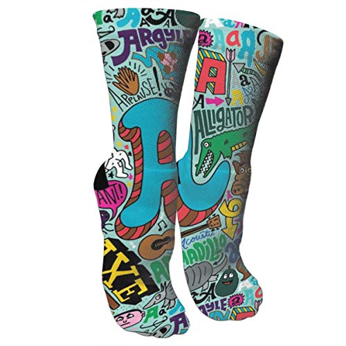 Image of ULQUIEOR Women's Alphabet Animal Graffiti Pattern Cotton Comfort Moisture Wicking Extra Heavy Cushion Athletic Crew Socks
