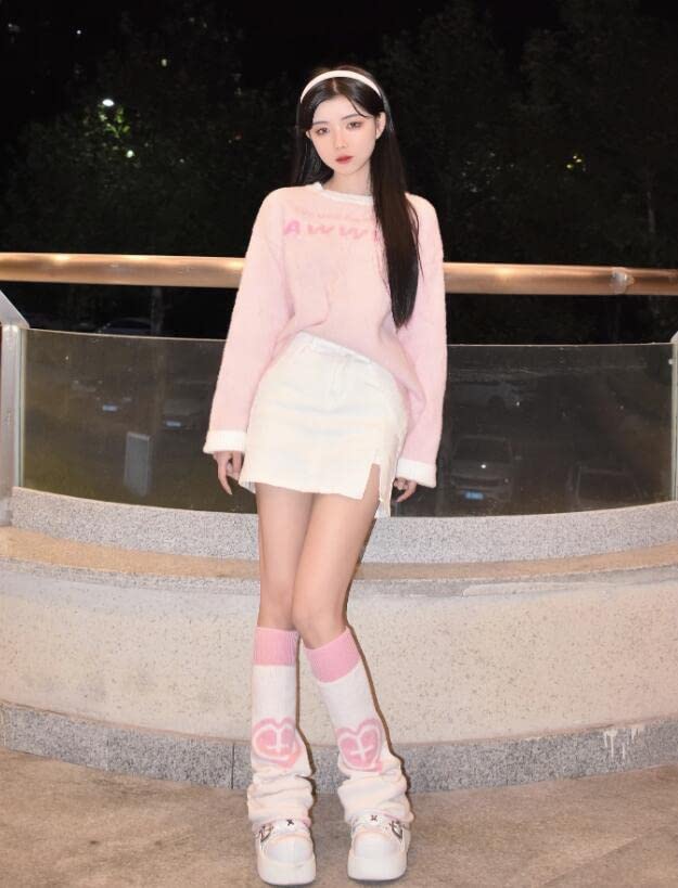 Image of kawaii Winter Leg Warmers Knitted Cute Subculture Half Sleeve Foot Leg Warm Socks Cycling Christmas Gift Women