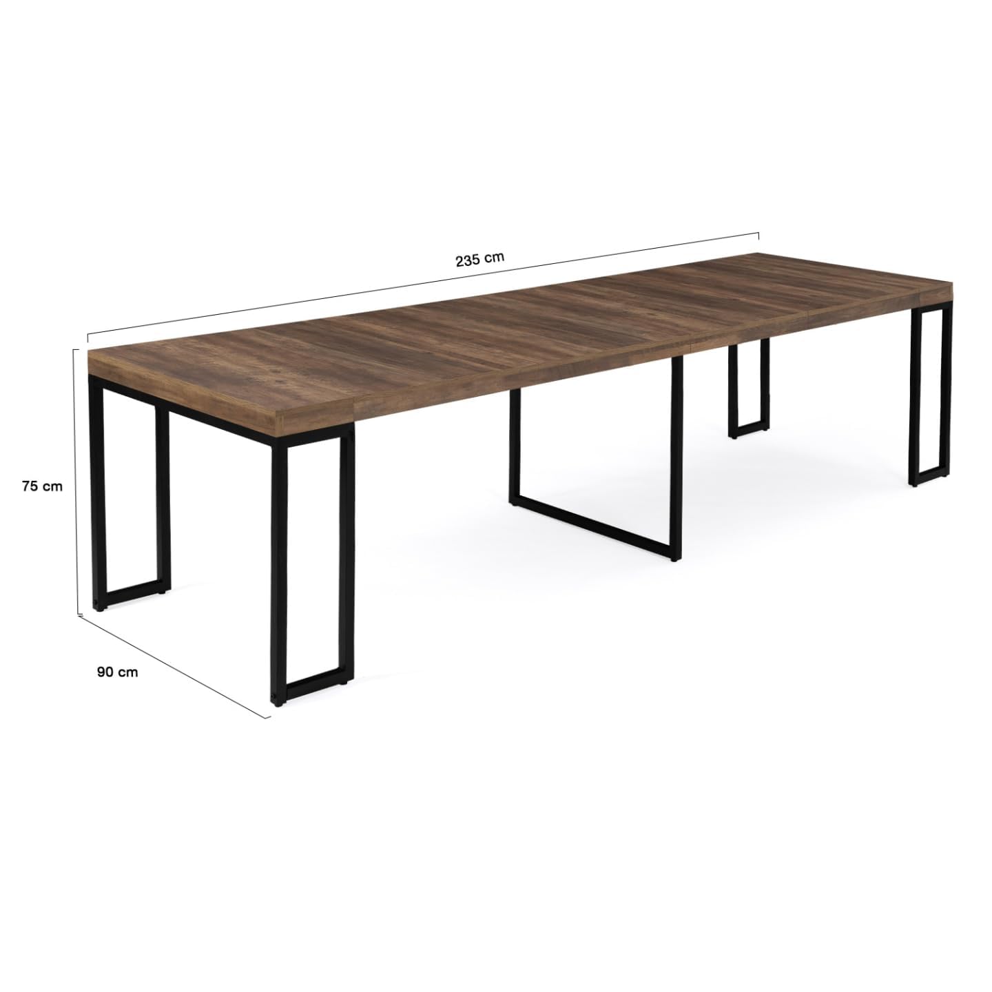 IDMarket - Mesa consola extensible Toronto para 10 personas, 235 cm, madera oscura, diseño industrial