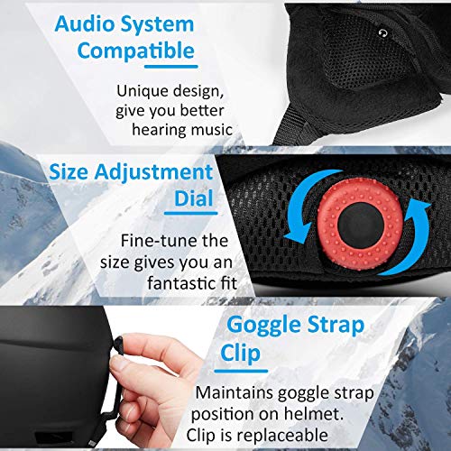 VELAZZIO Valiant Ski Helmet, Snowboard Helmet - Adjustable Venting, Goggles and Audio Compatible, Removable Liner and Ear Pads, Safety-Certified Snow Sports Helmet for Men, Women & Youth （Black - S） - Thumbnail 5