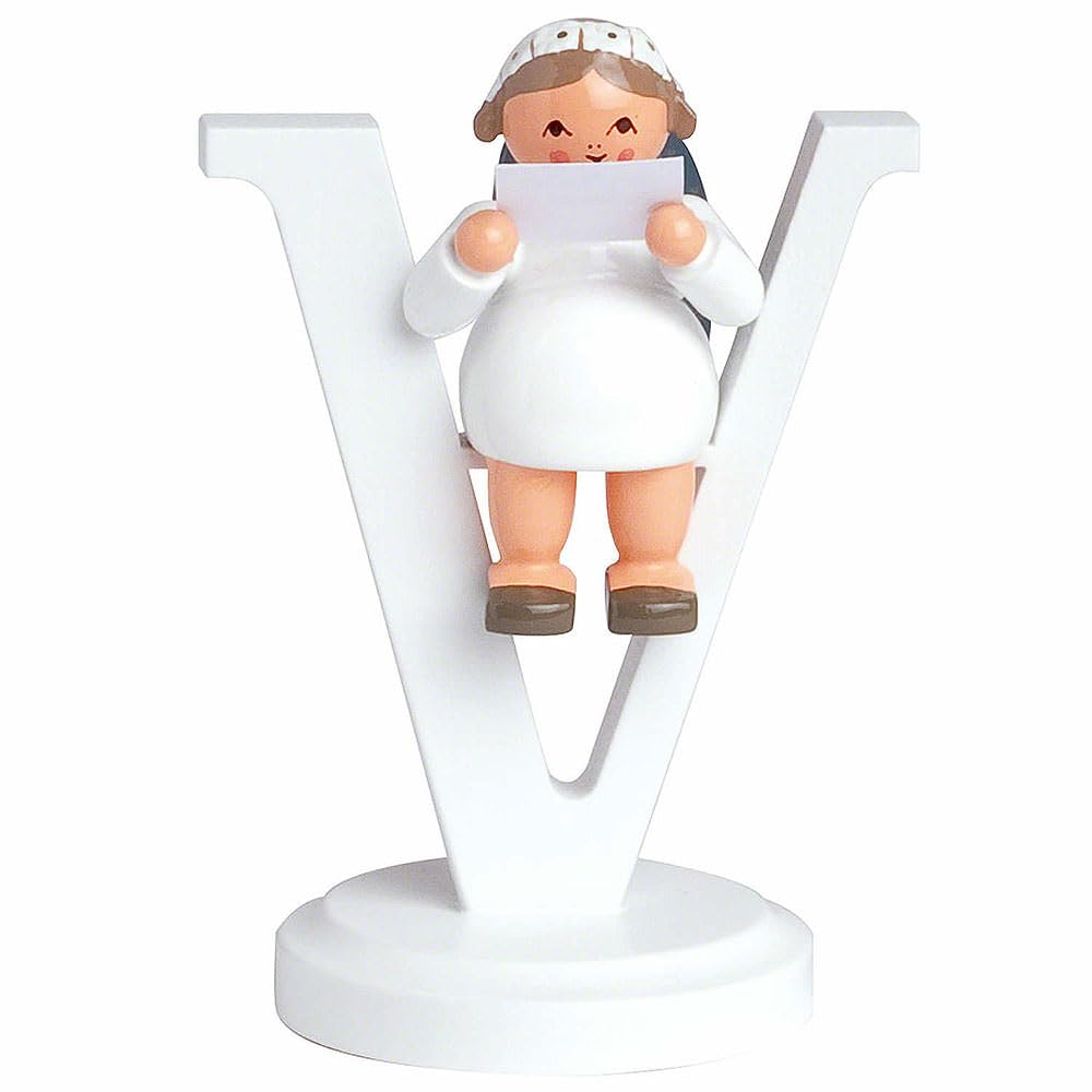 Lettre V avec Ange de 7cm cadeau de bapteme et naissance