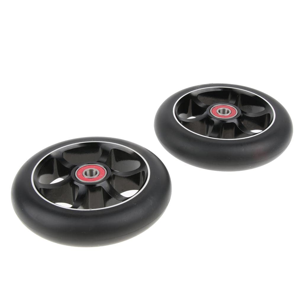 Harilla Lot de 2 Roues de Rechange pour avec Roulements, 110 Mm, Pièces Détachées pour Trottinettes de Sport en Plein Air pour Filles et Garçons, Noir