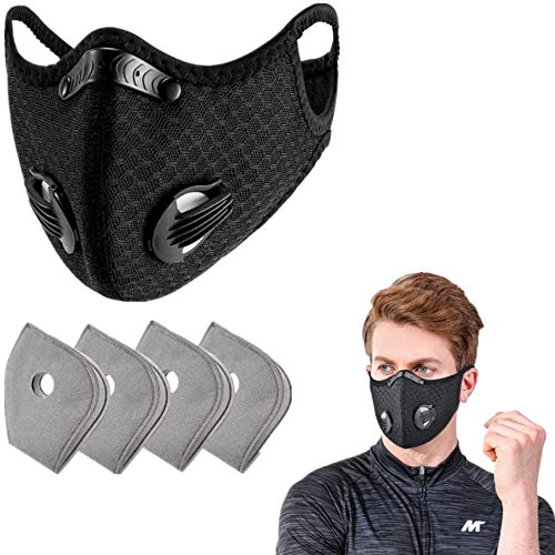 Fashion Cloth with 2 Valve with 4pcs activated carbon filters, Washable Reusable Anti Dust Cotton Cycling
