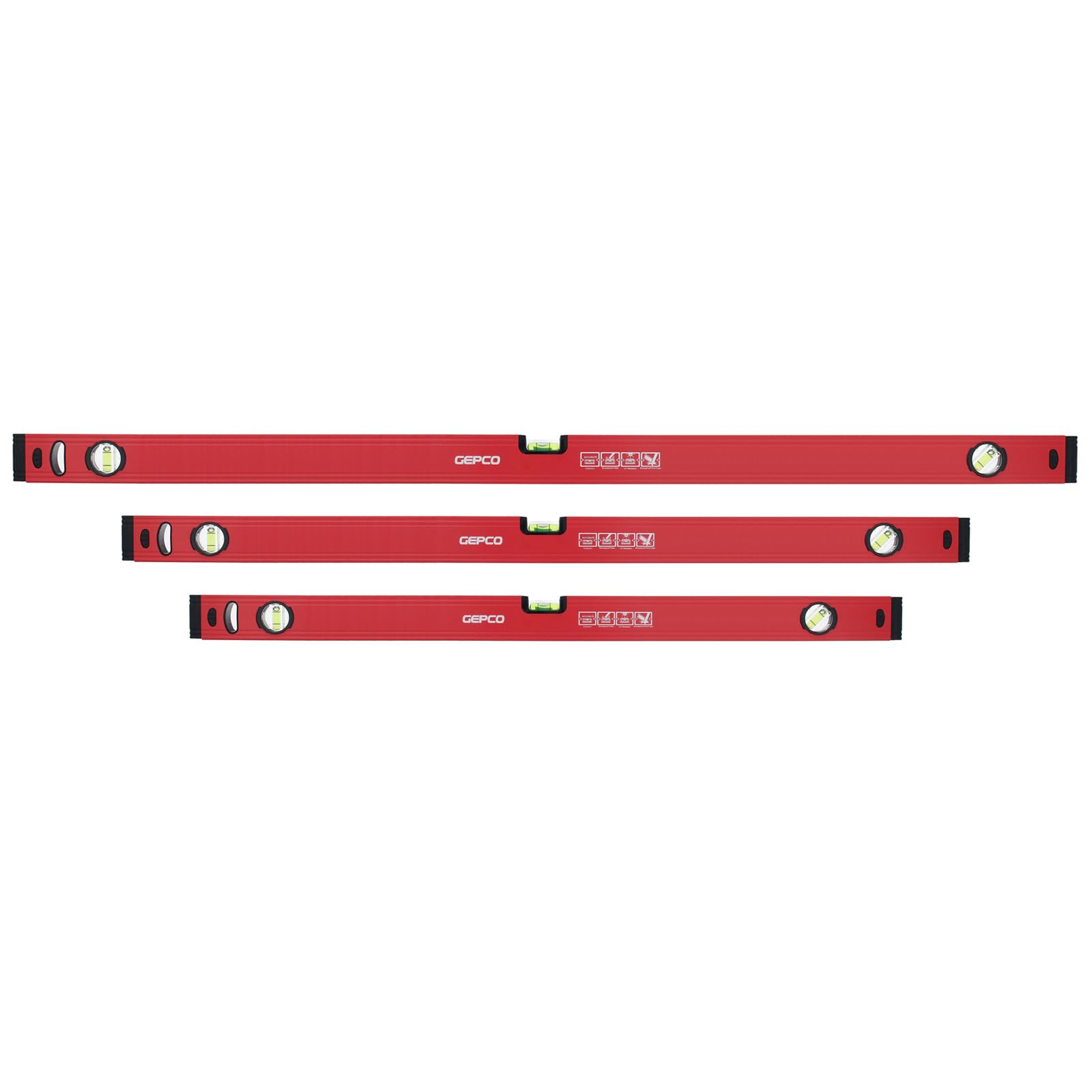 3-częściowy zestaw poziomic 90 120 180 cm waga miarowa aluminiowa 1,2 mm