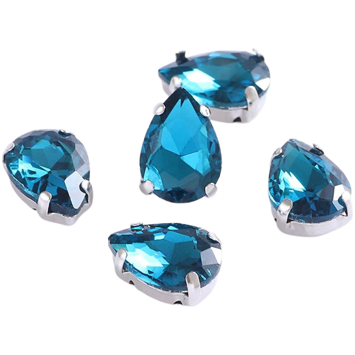 Strass à coudre larme en verre et griffe argentée pour couture DIY