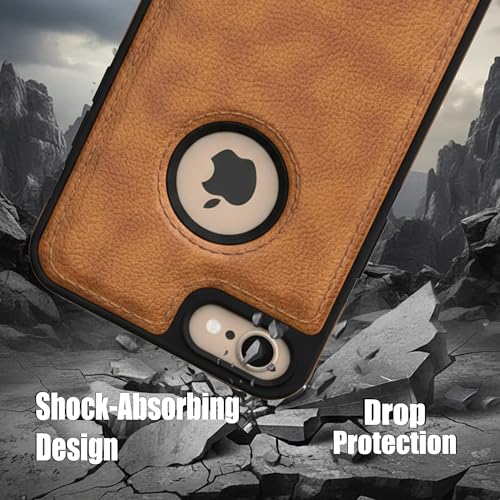 Image of Leather Case for Apple iPhone 7 / iPhone 8 Premium Protective Stylish Slim Cover with Shockproof Raised Edges Brown