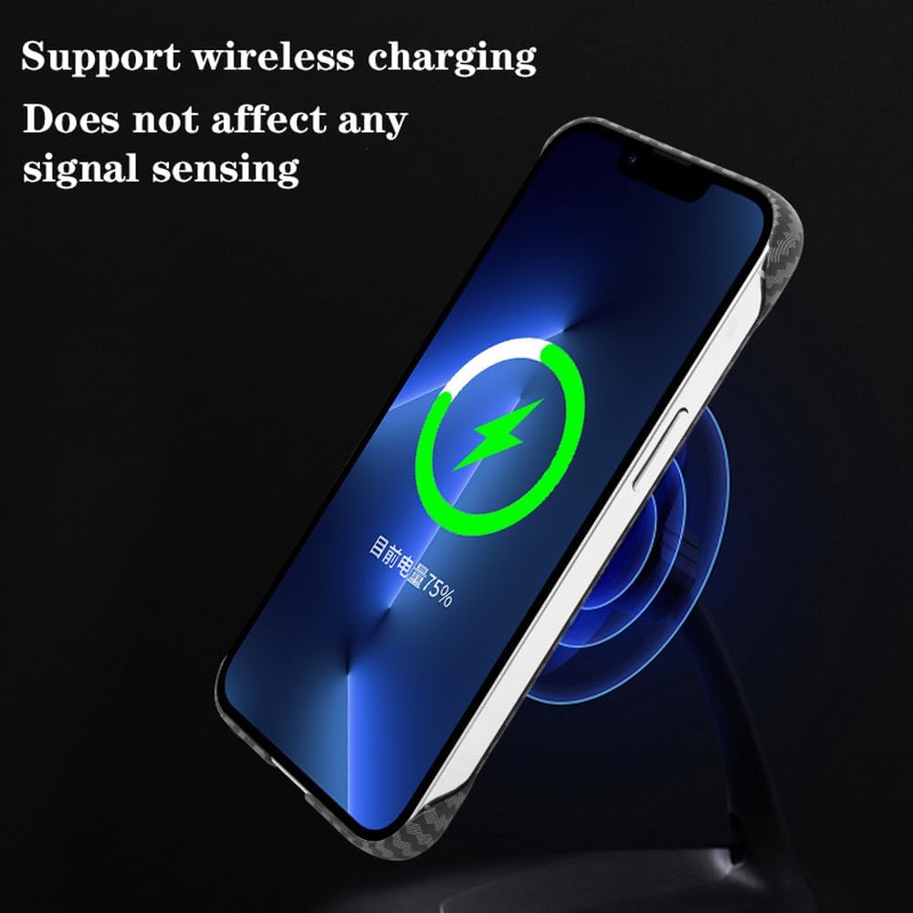 Carbon Fiber Pattern for Magnetic Wireless Charge Case for iPhone 15 14 13 12 11 Pro Max Plus Ultra Thin Frameless Cover,Black White,for iPhone 15Pro Max
