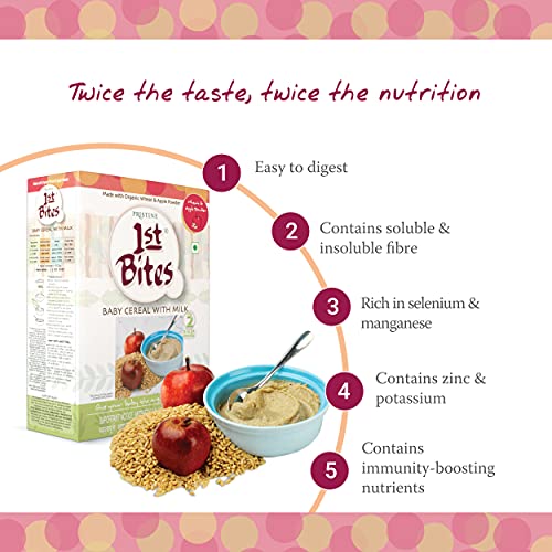 Image of Pristine 1st BITES Baby Cereal 300g | Baby Food (8-24 Months) Stage-2, Organic Wheat & Apple Powder | Infant Food