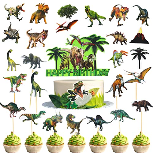 23-teiliges Dino-Kuchendekor Set – Cake Topper, Tortendeko Für Dinosaurier-Geburtstagsparty