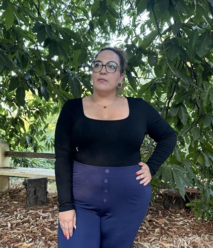 FOREYOND Plus Size Bodysuits for Women Long Sleeve Scoop Neck Bodysuit Sexy One Piece Body Suit Tops2