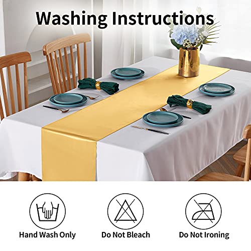 Yuhx Pack Of 1 Satin Table Runner 12 X 108 Inches Long,Gold Table Runners For Wedding, Birthday Parties, Banquets Decorations（Gold,1 Pack #TOP4