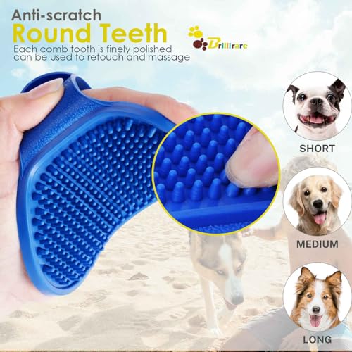 Brillirare BB23-2 Pack Dog Grooming Brush, Premium Soft Silicone Pet Bath Brushes With Adjustable Handle, Shampoo Soothing Comb For Wet Dry Long Short Haired Dogs & Cats Massaging thumb #3