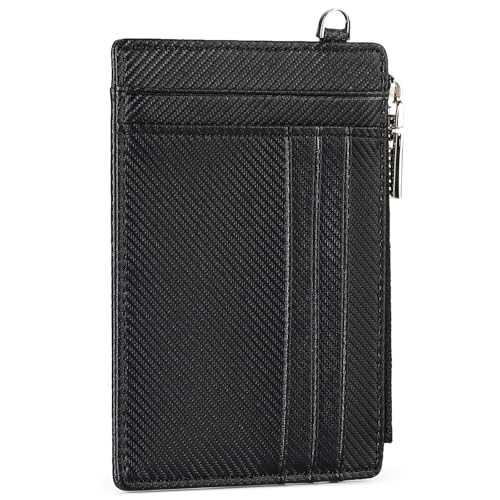 FALAN MULE Slim Wallet Men RFID blocking Genuine Leather Stylish Zipper Minimalist Front Pocket Wallets for Men