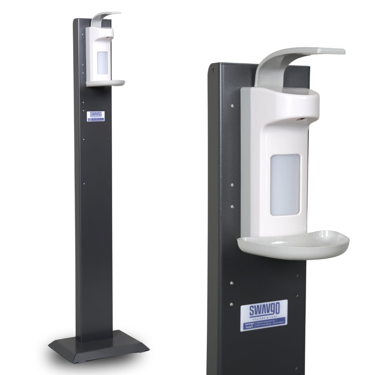 Hygienestation mit Desinfektionsspender - Desinfektionssäule mit Sensor oder Manual - Desinfektionsstation für Innen & Außen (Manual 500ml mit Tropfschale)