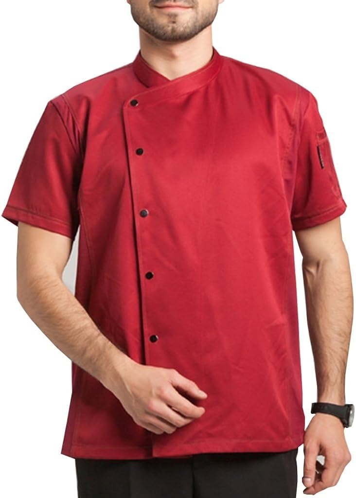 Short Sleeve Work Wear Uniform Unisex Chef Jacket with Pockets Classic Chef Shirt for Restaurant Kitchen Cook Shirt