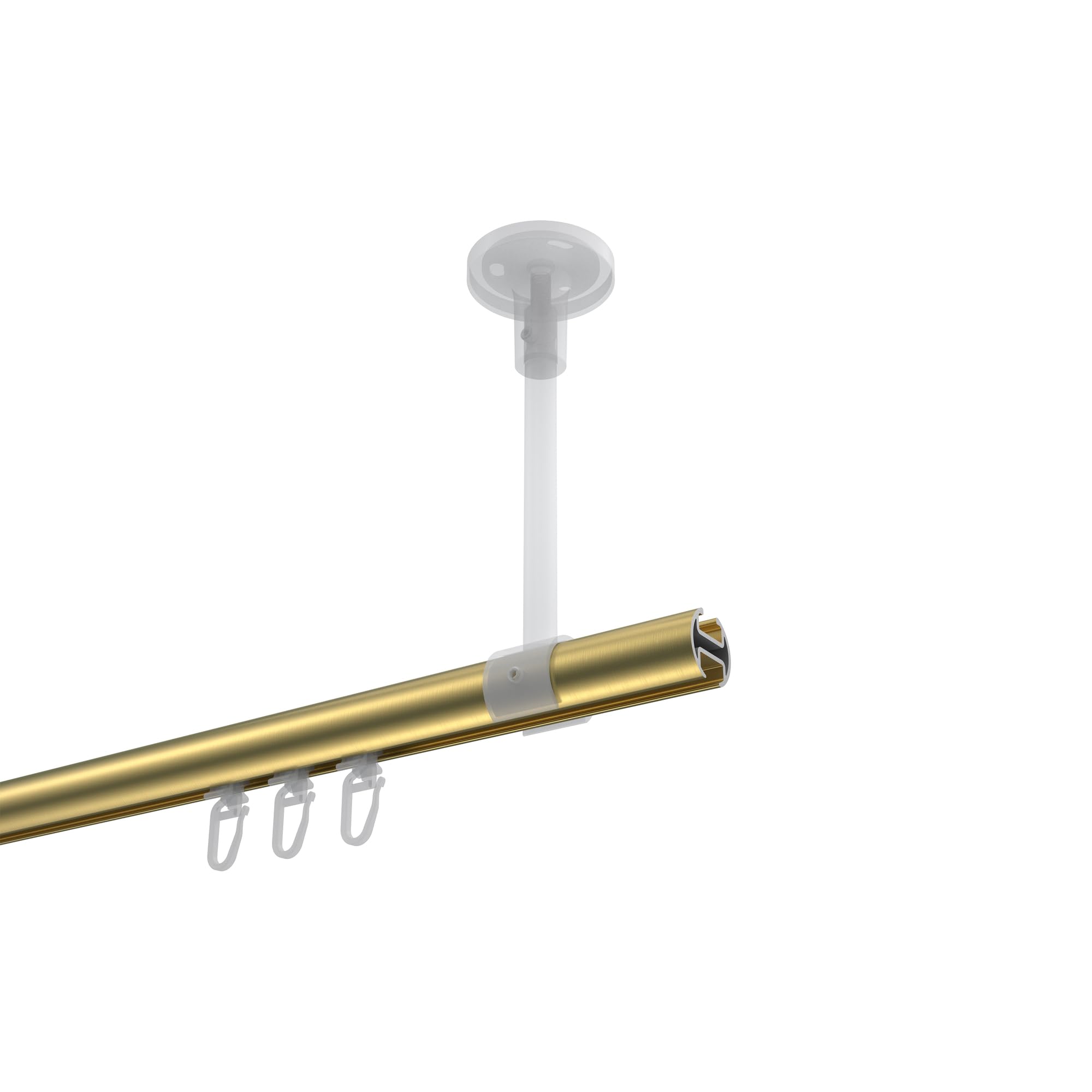 INTERDECO Innenlaufstange 20 mm 1-läufig Messing-Optik/Schwarz 280 cm