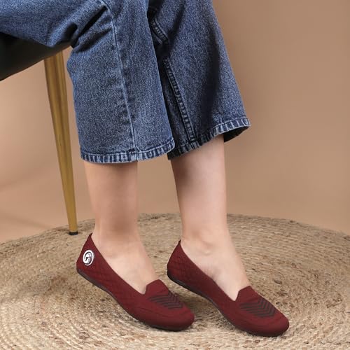 Image of Women Lightweight Knitted Ballerina Flats Slipon Dusty Mauve Comfort Fitx2