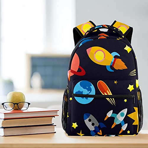 Sac à dos vaisseau spatial multicolore pour adolescents avec de nombreuses poches