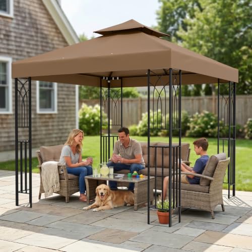 COOS BAY 8x8 Soft Top Gazebo with Corner Shelves