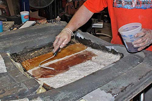 True Composites Fiberglass Polyester Resin-Marine Grade Repair Kit-(1 Gallon 2oz Hardener) Fiberglass Chopped Strand Mat (1.5oz x38\' Wide x5 Yards-15 feet) Clear Coating, Bonding, Crack Filling