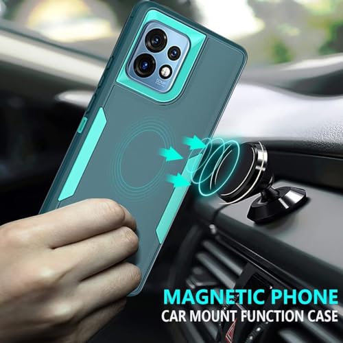 Coque Motorola Edge 40 Pro et Edge Plus 2023 antichoc double couche bleu sarcelle